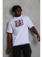 Unisex Oversize Baskılı Bisiklet Yaka T-Shirt - Beyaz 1