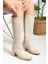 Bej Küt Burunlu Kadın Çizme 4