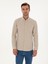 Erkek Bej Slim Fit Pamuk Karışımlı Yakası Düğmeli Flanel Gömlek 50318243-VR011 1
