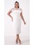 Kadın Beyaz Dantelli Midi Abiye Elbise 1