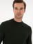 Erkek Koyu Yeşil Slim Fit Yün Karışımlı Çeyrek Balıkçı Basic Triko Kazak 50315295-VR079 2