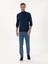 Erkek İndigo Slim Fit Pamuk Karışımlı Yarım Balıkçı Yaka Triko Kazak 50318677-VR028 4