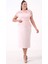 Kadın Pudra Dantelli Midi Abiye Elbise 2