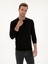 Erkek Siyah Regular Fit Pamuk Karışımlı Polo Yaka Basic Triko Kazak 50318673-VR046 3