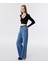 Sloganlı Elastik Bel Jean Pantolon TW6250018022629 6