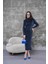 Fitilli Triko Elbise Indigo Lacivert 2