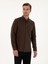 Erkek Koyu Kahverengi Slim Fit Pamuk Karışımlı Yakası Düğmeli Flanel Gömlek 50318243-VR084 1