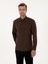 Erkek Koyu Kahverengi Slim Fit Pamuk Karışımlı Yakası Düğmeli Flanel Gömlek 50318243-VR084 3