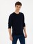 Erkek Lacivert Slim Fit Bisiklet Yaka Triko Kazak 50316331-VR033 1