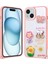 Apple iPhone 15 Plus Kılıf Parlayan Sıvılı Simli Kabartma Figürlü Omsy Cevze Kapak-Pembe 1