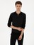 Erkek Siyah Slim Fit Pamuk Karışımlı Fermuarlı Polo Yaka Triko Kazak 50318948-VR046 3