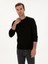 Erkek Siyah Slim Fit Pamuk Karışımlı Bisiklet Yaka Triko Kazak 50318982-VR046 1
