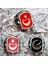 925 Ayar Gümüş Kırmızı Mineli Ay Yıldız Siyah Mineli Bozkurt Yüzük 1