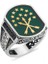 Yeşil Mineli Çerkez Bayraklı Erkek Gümüş Yüzük 1