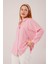 Cep Detay Çizgili Oversize Pembe Gömlek 3