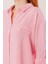 Cep Detay Çizgili Oversize Pembe Gömlek 4