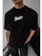 Erkek Baskılı Oversize T-Shirt - Siyah 4