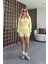Sarı Bodysuit Hırka Şort Triko Takım 2