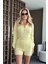 Sarı Bodysuit Hırka Şort Triko Takım 3