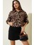 Leopar Desenli Astarlı Ceket Siyah T1192 2