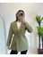 Kadın Haki Bel Bağlamalı Blazer Ceket 1
