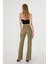 Kadın Haki Ispanyol Paça Pantolon 2