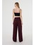 Kadın Bordo Pile Detaylı Palazzo Pantolon 4