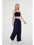 Kadın Lacivert Pile Detaylı Palazzo Pantolon 2