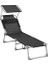 GCB192B01 Şezlong, Baş Destekli Rahatlama Şezlongu, Sırtlık ve Güneş Şemsiyesi, Eğilebilir, Hafif, Katlanabilir, 53 x 193 x 29,5 Cm, Taşıma Kapasitesi 150 Kg, Bahçe, Siyah 2
