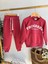 Kırmızı Çocuk Eşofman Takımı – “progress” Baskılı Sweatshirt & Alt Eşofman 1