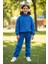 Çocuk Yarım Fermuarlı Dik Yaka Mavi Sweatshirt ve Jogger Eşofman Takımı 1