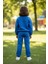 Çocuk Yarım Fermuarlı Dik Yaka Mavi Sweatshirt ve Jogger Eşofman Takımı 2