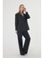 Kadın Siyah Poliviskon Blazer Ceket Pantolon Takım 4