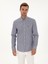 Erkek Lacivert Slim Fit %100 Pamuk Yakası Düğmeli Çizgili Oxford Gömlek 50317994-VR033 1