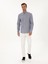Erkek Lacivert Slim Fit %100 Pamuk Yakası Düğmeli Çizgili Oxford Gömlek 50317994-VR033 4
