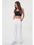 Kadın Beyaz Lastikli Palazzo Pantolon 1
