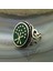 925 Ayar Gümüş Yeşil Mineli Çerkez Bayrağı Işlemeli Erkek Yüzük 1