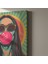 Retro Pop Art Tarzı Sakız Balonu Kız Illüstrasyon Tablosu 5