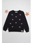 Kelebek Nakışlı Bisiklet Yaka Kız Çocuk Sweatshirt 1