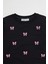 Kelebek Nakışlı Bisiklet Yaka Kız Çocuk Sweatshirt 2