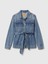 Kadın Mavi Ultrasoft Belted Denim Ceket 7