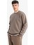 Relax Fit Bisiklet Yaka Kalın İçi Yumuşak Tüylü Basic Düz Sweatshirt T5139AZ25AU 4