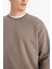 Relax Fit Bisiklet Yaka Kalın İçi Yumuşak Tüylü Basic Düz Sweatshirt T5139AZ25AU 5