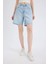 Yüksek Bel Jean Bermuda Şort 1