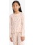 Kız Çocuk Pijama Takımı Fitilli Kaşkorse Kalp Desenli Uzun Kollu Üst Uzun Alt F7276A825AU 4