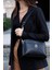 Siyah Üç Bölmeli Kadın Çapraz Çanta/postacı Çantası SP623 1