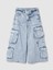 Kız Çocuk Açık Mavi Mid Rise Double Kargo Baggy Jean Pantolon 8