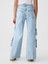 Kız Çocuk Açık Mavi Mid Rise Double Kargo Baggy Jean Pantolon 14