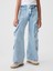 Kız Çocuk Açık Mavi Mid Rise Double Kargo Baggy Jean Pantolon 15