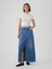 Kadın Mavi Ultrasoft Denim Midi Etek 6